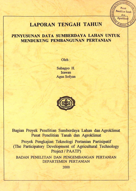 Cover LAPORAN TENGAH TAHUN PENYUSUNAN DATA SUMBER DAYA LAHAN UNTUK MENDUKUNG PEMBANGUNAN PERTANIAN