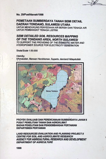 Cover PEMETAAN SUMBER DAYA TANAH SEMI DETAIL DAERAH TONDANO, SULAWESI UTARA