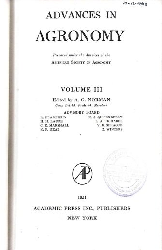 Cover ADVANCES IN AGRONOMY