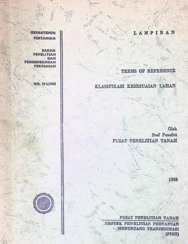 Cover (P3MT) TERMS OF REFERENCE KLASIFIKASI KESESUAIAN LAHAN