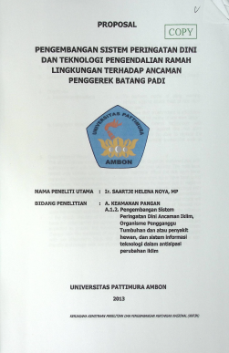 Cover PENGEMBANGAN SISTEM PERTINKATAN DINI DAN TEKNOLOGI PENGENDALIAN RAMAH LINGKUNGAN TERHADAP ANCAMAN PENGGEREK BATANG PADI