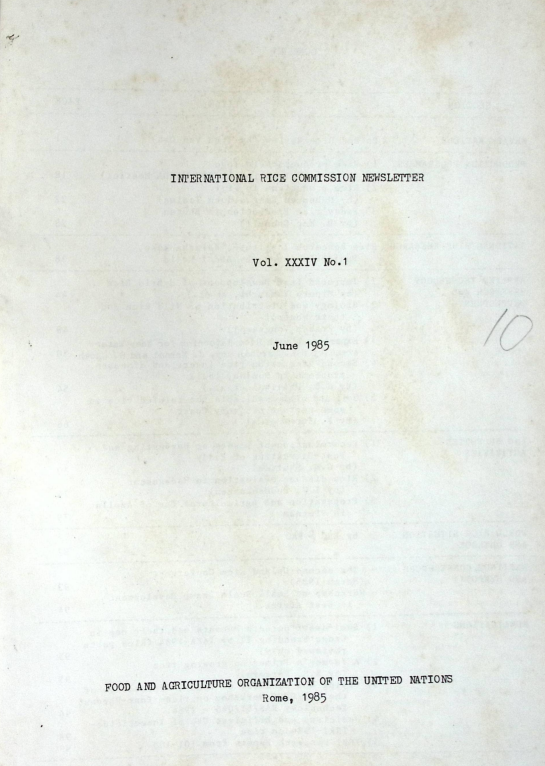 Cover RICE NEWSLETTER JUNE 1985