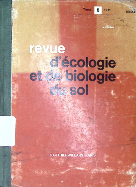 Cover REVUE D'ECOLOGIE ET DE BIOLOGIE