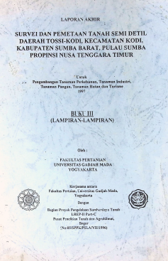 Cover SURVEI DAN PEMETAAN TANAH SEMI DETAIL DAERAH TOASSI-KODI, KEC. KODI, KAB. SUMBA BARAT, PULAU SUMBA PROP. NTT