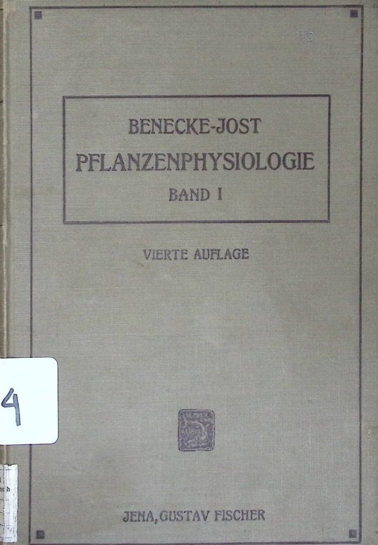 Cover BENECKE-JOST PFLANZENPHYSIOLOGIE BAND I