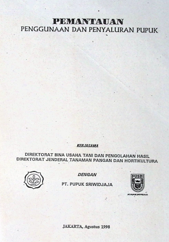 Cover PEMANTAUAN PENGGUNAAN DAN PENYALURAN PUPUK