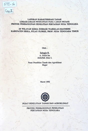 Cover LAPORAN KARAKTERISTIK TANAH WILAYAH KERJA SUBBASE NTT