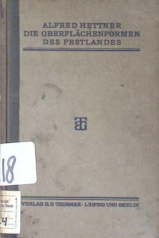 Cover ALFRED HETTNER DIE OBERFLACHENFORMEN DES FESTLAN DES