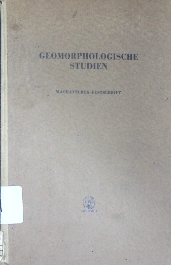 Cover GEOMORPHOLOGISCHE STUDIEN