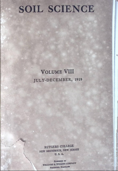 Cover SOIL SCIENCE VIII 1919