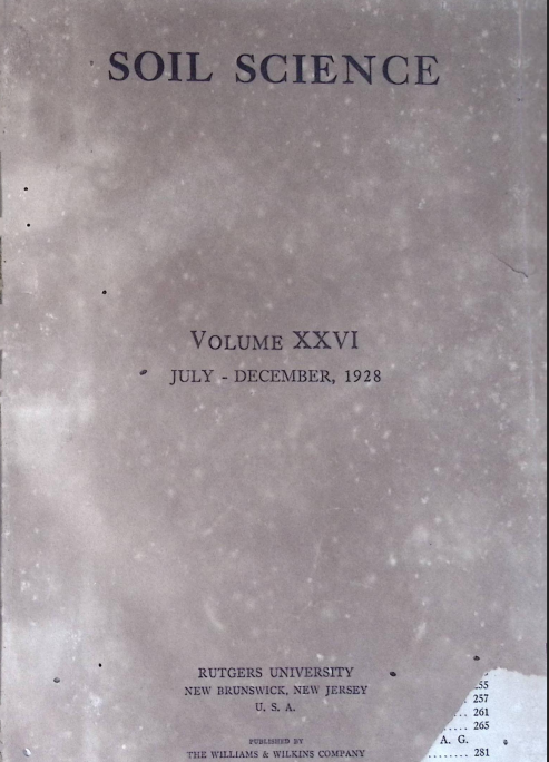 Cover SOIL SCIENCE XXVI 1928