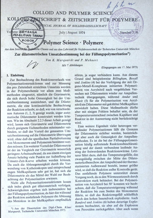 Cover COLLOID AND POLIMER SCIENCE