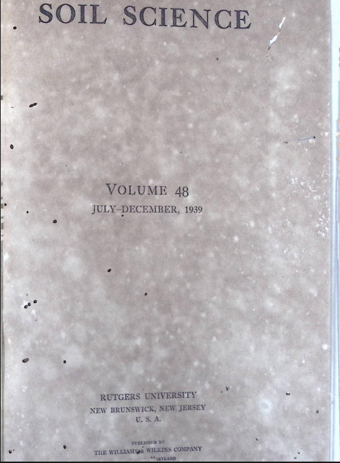 Cover SOIL SCIENCE XLVIII 1939