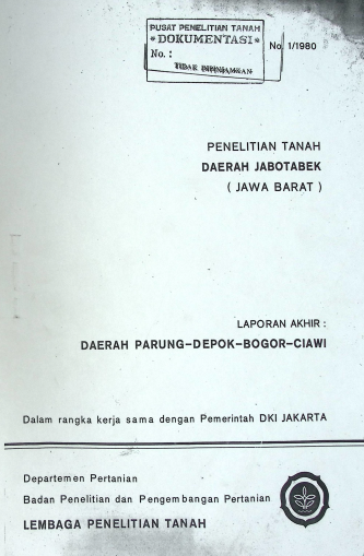 Cover PENELITIAN TANAH DAERAH JABODETABEK JAWA BARAT