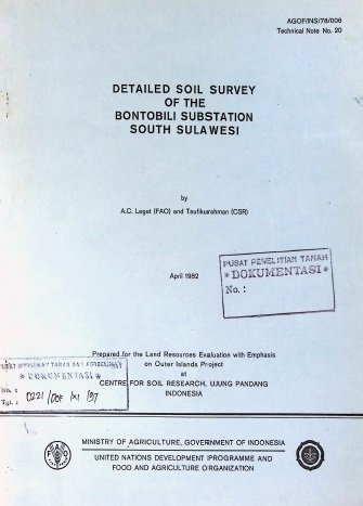 Cover DETAIL SOIL OF SURVEY BONTUBILI SUBSTATION SOUTH SULAWESI