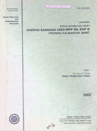 Cover LAPORAN SURVAI KAPABILITAS TANAH DAERAH SANGGAU LEDO WPP IIIA SKPD PROPISNSI KALIMANTAN BARAT