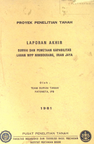 Cover LAPORAN AKHIR SURVAI DAN PEMETAAN KAPABILITAS LAHAN WPP NIMBOKRANG, IRIAN JAYA