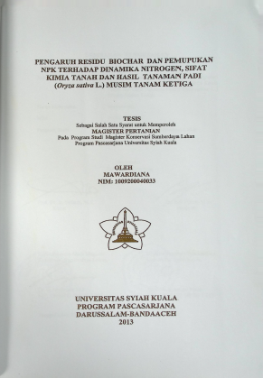 Cover PENGARUH RESIDU BIOCHAR DAN PEMUPUKAN