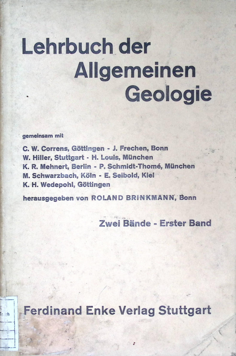 Cover LEHRBUCH DER ALLGEMEINEN GEOLOGIE