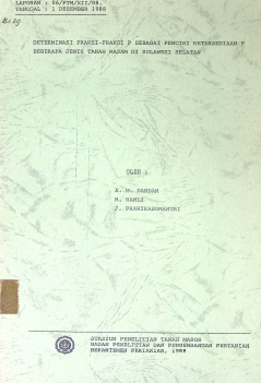 Cover DETERMINASI FRAKSI FRAKSI P SEBAGAI PENCIRI KETERSEDIAAN P BEBERAPA JENIS TANAH MASAM DI SULAWESI SELATAN