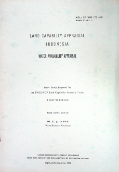 Cover LAND CAPABILITI APPRASIA INDONESIA WATER AVAILABILITY APPRAISAL