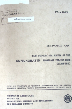 Cover Semi Detailed Survey Of The Gunungbatin Sugarcane Project Area (Lampung)