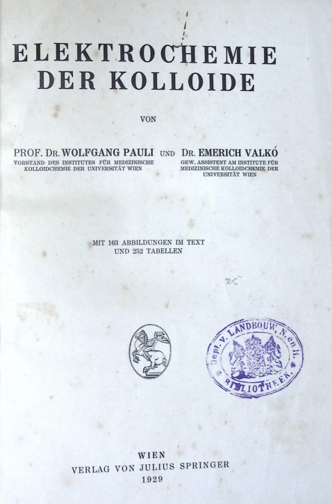 Cover ELEKTROCHEMIE DER KOLLOIDE