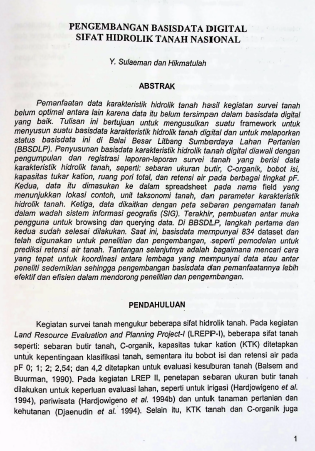 Cover PENGEMBANGAN BASIS DATA DIGITAL SIFAT HIDROLIK TANAH NASIONAL