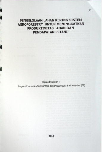 Cover PENGELOLAAN LAHAN KERING SISTEM AGROFORESTRY UNTUK MENINGKATKAN PRODUKTIVITAS LAHAN DAN PENDAPATAN PETANI