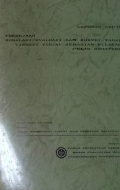 Cover LA PEKERJAAN EVALUASI DAN SURVEI TTT SEBAGIAN WILAYAH PULAU SUMATRA