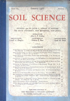Cover SOIL SCIENCE VOLUME 105