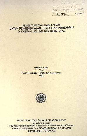 Cover PENELITIAN EVALUASI LAHAN UNTUK PKP DAERAH MALUKU DAN IRIAN JAYA
