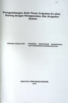 Cover PENGEMBANGAN SOLAR POWER IRRIGATION