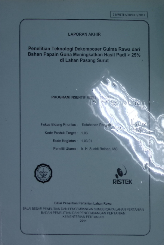 Cover LAPORAN AKHIR PENELITIAN TEKNOLOGI DEKOMPOSER GULMA RAWA