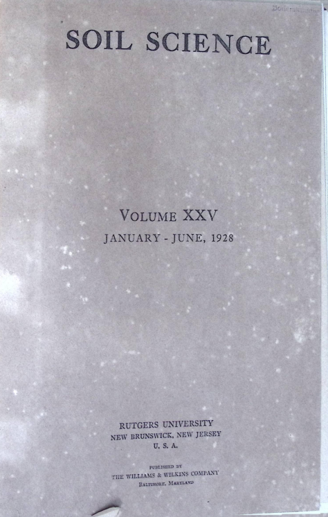 Cover SOIL SCIENCE XXV 1928