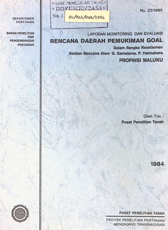 Cover LAPORAN MONITORING DAN EVALUASI RENCANA DAERAH PEMUKIMAN GOAL MALUKU