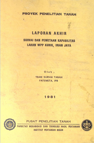 Cover LAPORAN AKHIR SURVEI DAN PEMETAAN KAPABILIAS LAHAN WPP KURIK IRIAN JAYA