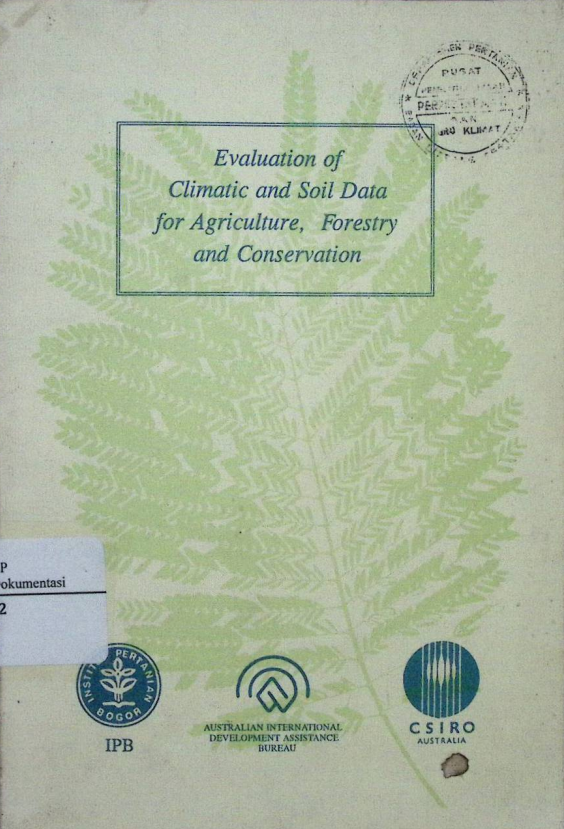 Cover EVALUATION OF CLIMATIC AND SOIL DATA FOR AGRICULTURE, FOR AGRICULTURE FORESTY AND CONSERVATION