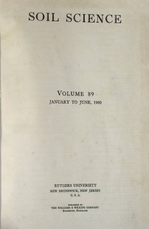 Cover SOIL SCIENCE VOLUME 86 1987