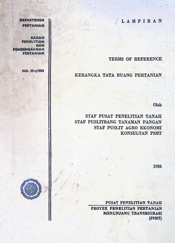 Cover (P3MT) TERMS OF REFERENCE KERANGKA TATA RUANG PERTANIAN