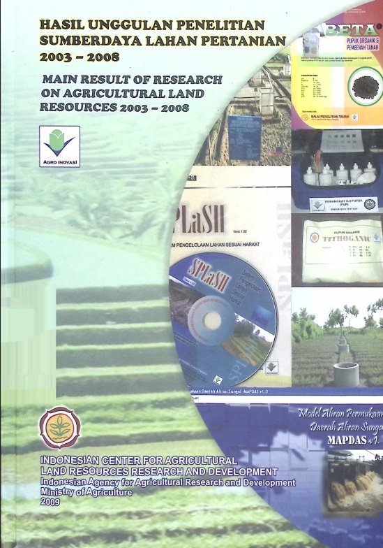 Cover HASIL UNGGULAN PENELITIAN SUMBER DAYA LAHAN PERTANIAN 2003-2008