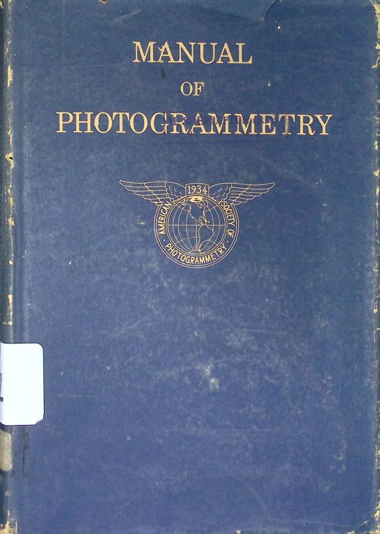 Cover MANUAL OF PHOTOGRAMMETRY