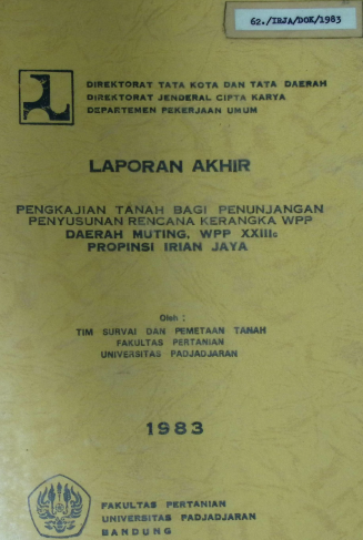 Cover PENGKAJIAN TANAH BAGI PENUNJANGAN PENYUSUNAN RENCANA KERANGKA WPP DAERAH MUTING, IRIAN JAYA