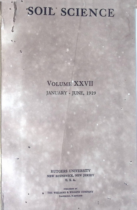 Cover SOIL SCIENCE XXVII 1929