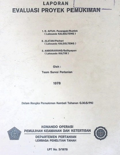 Cover LAPORAN EVALUASI PROYEK PEMUKIMAN