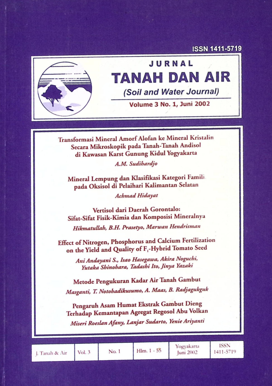 Cover JURNAL TANAH DAN AIR N0 1