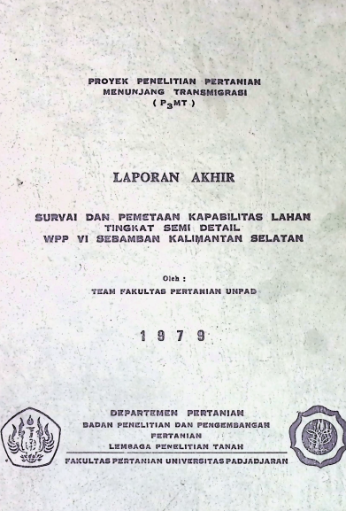 Cover LAPORAN AKHIR SURVAI DAN PEMETAAN KAPABILITAS LAHAN TINGKAT SEMI DETAIL WPP VI SEBAMBAN KALIMANTAN SELATAN