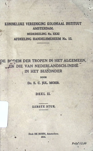 Cover DE BODEM DER TROPEN IN HET ALGEMEEN