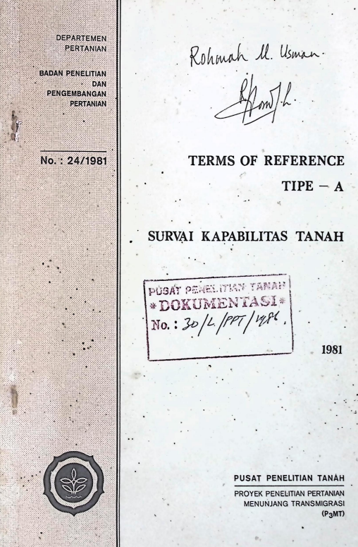 Cover (P3MT) TERMS OF REFERENCE TIPE-A SURVAI KAPABILITAS TANAH