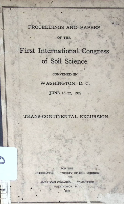 Cover FIRST INTERNATIONAL CONGRES OF SOIL SCIENCE